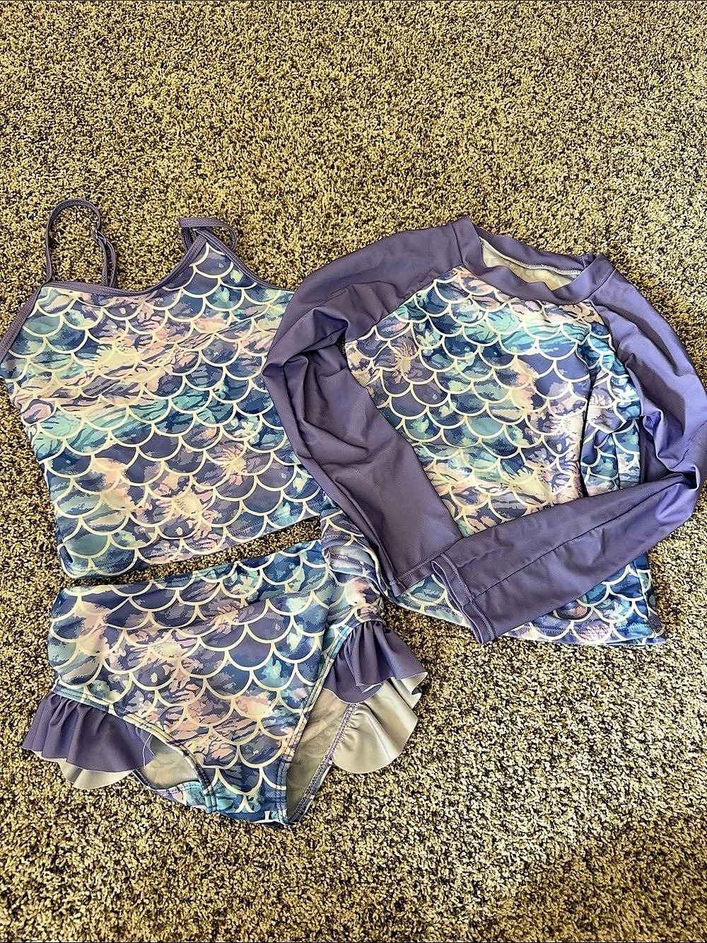 Amazon Girls Size 10T Blue & Purple Swim Set